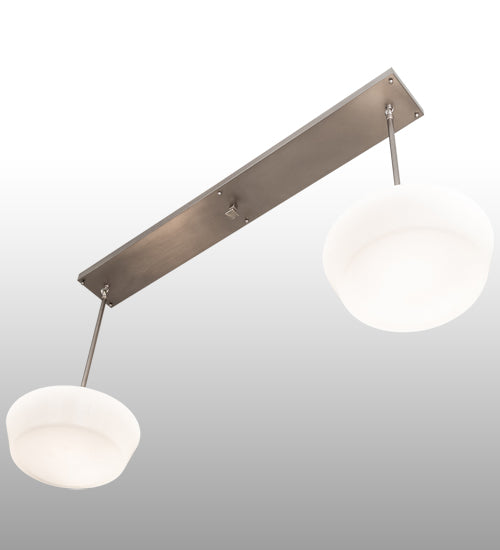 Meyda Lighting Revival 47" 2-Light Brushed Nickel Island Pendant Light With Solid White Shade Glass