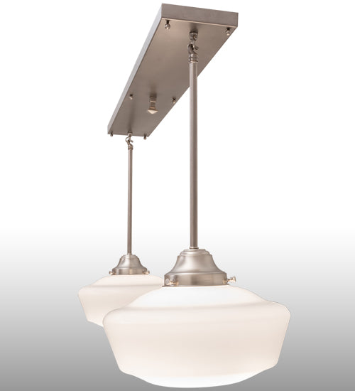 Meyda Lighting Revival 47" 2-Light Brushed Nickel Island Pendant Light With Solid White Shade Glass