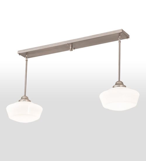 Meyda Lighting Revival 47" 2-Light Brushed Nickel Island Pendant Light With Solid White Shade Glass
