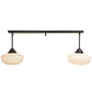 Meyda Lighting Revival 48" 2-Light Craftsman Brown Schoolhouse Island Pendant Light With White Opal Shade Glass