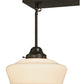 Meyda Lighting Revival 48" 2-Light Craftsman Brown Schoolhouse Island Pendant Light With White Opal Shade Glass