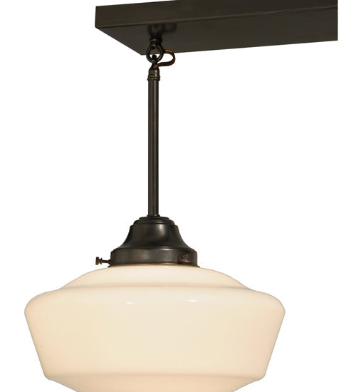 Meyda Lighting Revival 48" 2-Light Craftsman Brown Schoolhouse Island Pendant Light With White Opal Shade Glass