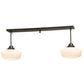 Meyda Lighting Revival 48" 2-Light Craftsman Brown Schoolhouse Island Pendant Light With White Opal Shade Glass