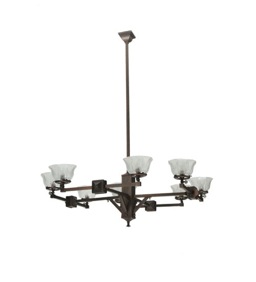Meyda Lighting Revival 48" 8-Light Mahogany Bronze Summer Wheat Chandelier With Clear Shade Glass