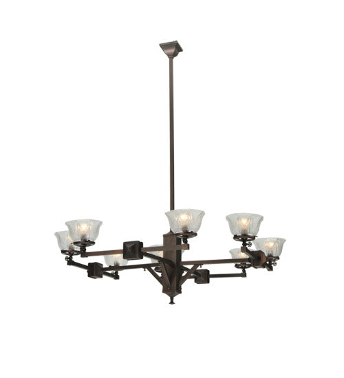 Meyda Lighting Revival 48" 8-Light Mahogany Bronze Summer Wheat Chandelier With Clear Shade Glass