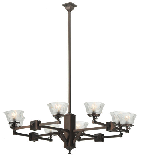 Meyda Lighting Revival 48" 8-Light Mahogany Bronze Summer Wheat Chandelier With Clear Shade Glass