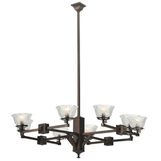 Meyda Lighting Revival 48" 8-Light Mahogany Bronze Summer Wheat Chandelier With Clear Shade Glass