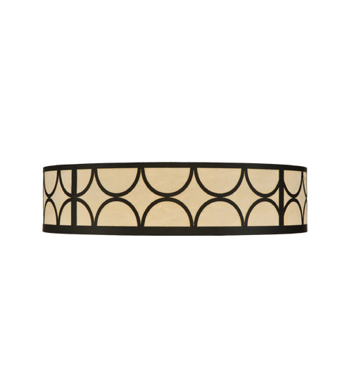 Meyda Lighting Revival 48" 8-Light Oil Rubbed Bronze Deco Cilindro Flush Mount Light With Beige Sahara Taupe Idalight Shade Glass