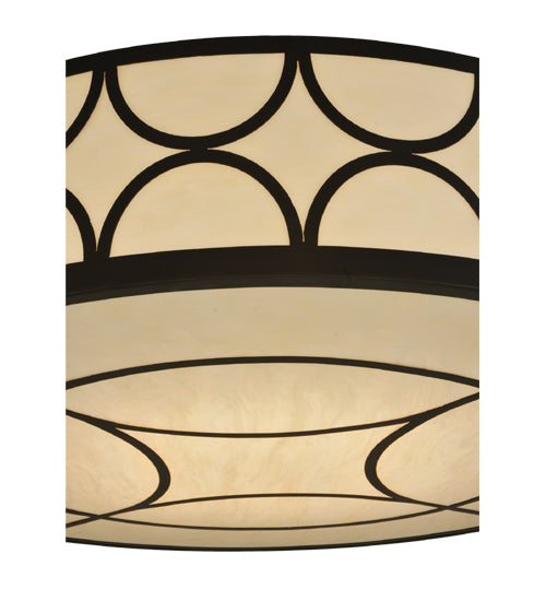 Meyda Lighting Revival 48" 8-Light Oil Rubbed Bronze Deco Cilindro Flush Mount Light With Beige Sahara Taupe Idalight Shade Glass