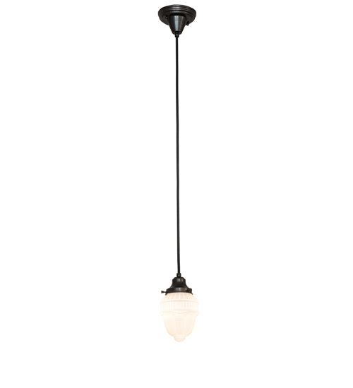Meyda Lighting Revival 5" 1-Light Craftsman Brown Schoolhouse Colonnade Mini Pendant Light With White Cast Opal Shade Glass