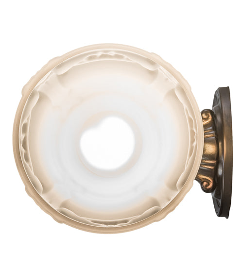 Meyda Lighting Revival 5" Antique Nickel Garland Wall Sconce With White Shade Glass