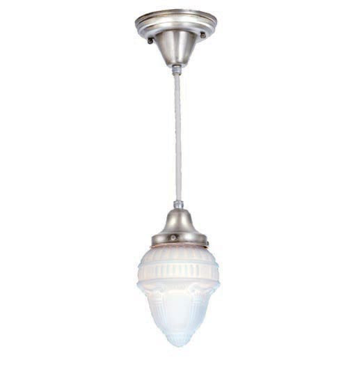Meyda Lighting Revival 5" Antique Nickel Schoolhouse Colonnade Mini Pendant Light With White Opal Shade Glass