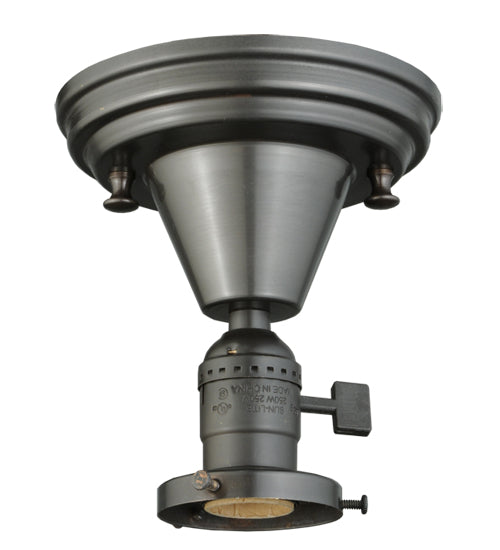 Meyda Lighting Revival 5" Craftsman Brown Chelsea Paddle Socket Flush Mount Light With White Opal Shade Glass