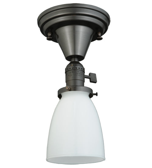 Meyda Lighting Revival 5" Craftsman Brown Chelsea Paddle Socket Flush Mount Light With White Opal Shade Glass