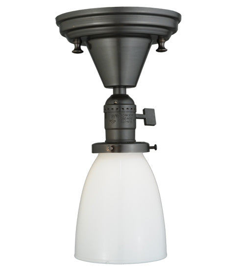 Meyda Lighting Revival 5" Craftsman Brown Chelsea Paddle Socket Flush Mount Light With White Opal Shade Glass