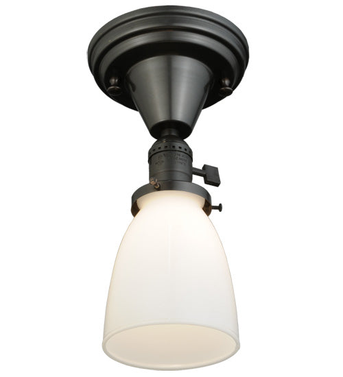 Meyda Lighting Revival 5" Craftsman Brown Chelsea Paddle Socket Flush Mount Light With White Opal Shade Glass