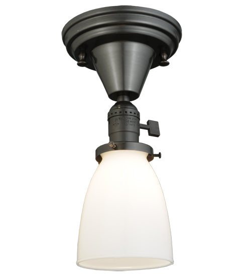 Meyda Lighting Revival 5" Craftsman Brown Chelsea Paddle Socket Flush Mount Light With White Opal Shade Glass