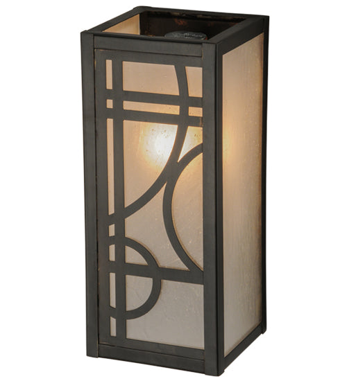 Meyda Lighting Revival 5" Craftsman Brown Deco Wall Sconce With Frosted Seeded Shade Glass