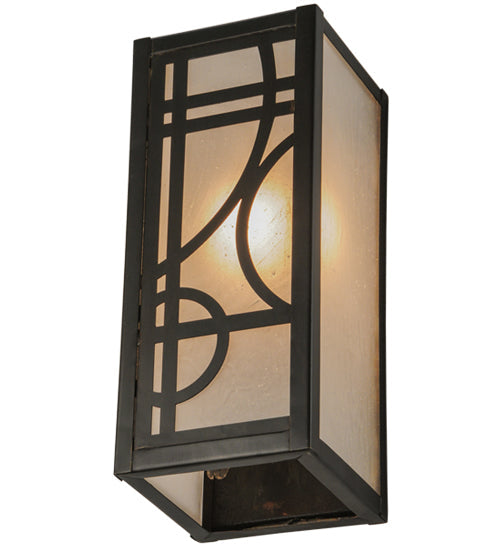 Meyda Lighting Revival 5" Craftsman Brown Deco Wall Sconce With Frosted Seeded Shade Glass