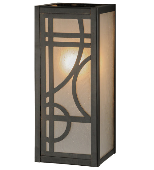 Meyda Lighting Revival 5" Craftsman Brown Deco Wall Sconce With Frosted Seeded Shade Glass