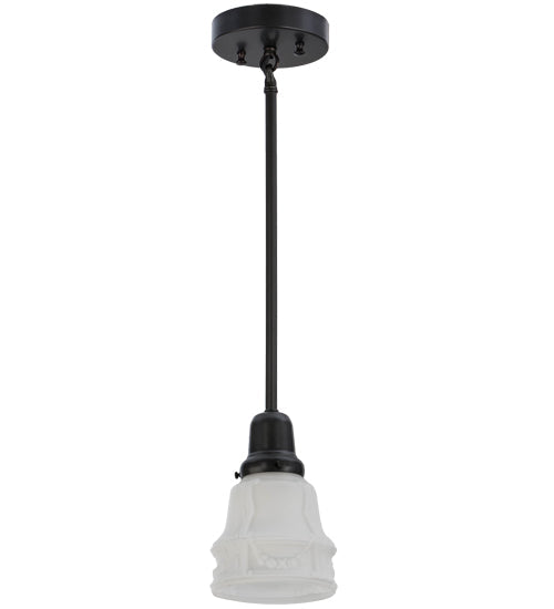 Meyda Lighting Revival 5" Craftsman Brown Garland Pendant Light With White Blown Shade Glass