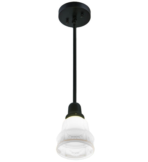 Meyda Lighting Revival 5" Craftsman Brown Garland Pendant Light With White Blown Shade Glass