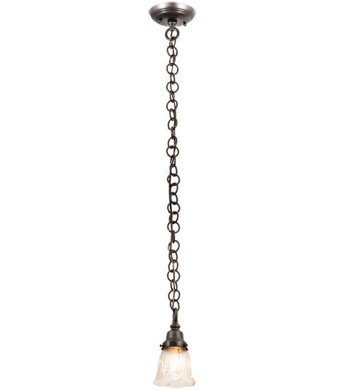 Meyda Lighting Revival 5" Craftsman Brown Gas & Electric Mini Pendant Light With Clear Textured Shade Glass