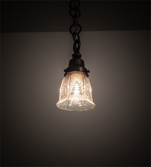 Meyda Lighting Revival 5" Craftsman Brown Gas & Electric Mini Pendant Light With Clear Textured Shade Glass