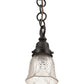 Meyda Lighting Revival 5" Craftsman Brown Gas & Electric Mini Pendant Light With Clear Textured Shade Glass