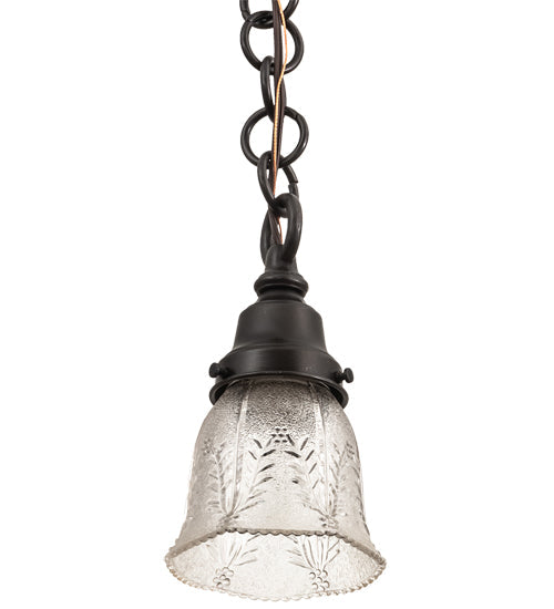 Meyda Lighting Revival 5" Craftsman Brown Gas & Electric Mini Pendant Light With Clear Textured Shade Glass