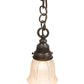 Meyda Lighting Revival 5" Craftsman Brown Gas & Electric Mini Pendant Light With Clear Textured Shade Glass