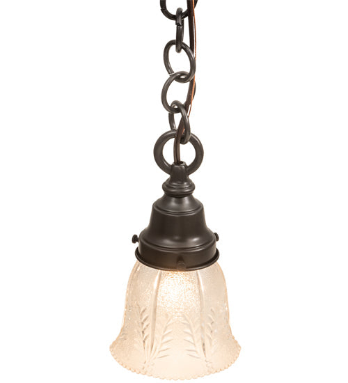Meyda Lighting Revival 5" Craftsman Brown Gas & Electric Mini Pendant Light With Clear Textured Shade Glass