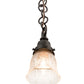Meyda Lighting Revival 5" Craftsman Brown Gas & Electric Mini Pendant Light With Clear Textured Shade Glass