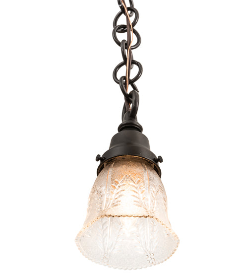 Meyda Lighting Revival 5" Craftsman Brown Gas & Electric Mini Pendant Light With Clear Textured Shade Glass