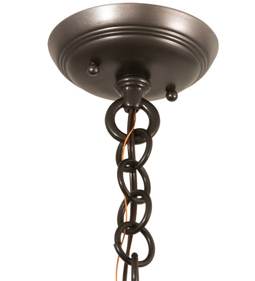 Meyda Lighting Revival 5" Craftsman Brown Gas & Electric Mini Pendant Light With Clear Textured Shade Glass