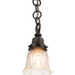 Meyda Lighting Revival 5" Craftsman Brown Gas & Electric Mini Pendant Light With Clear Textured Shade Glass