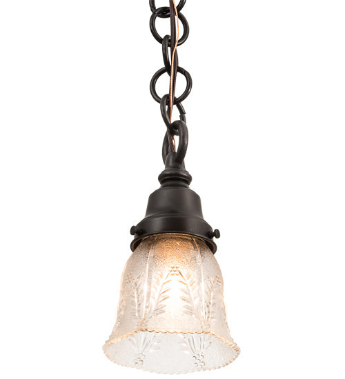 Meyda Lighting Revival 5" Craftsman Brown Gas & Electric Mini Pendant Light With Clear Textured Shade Glass