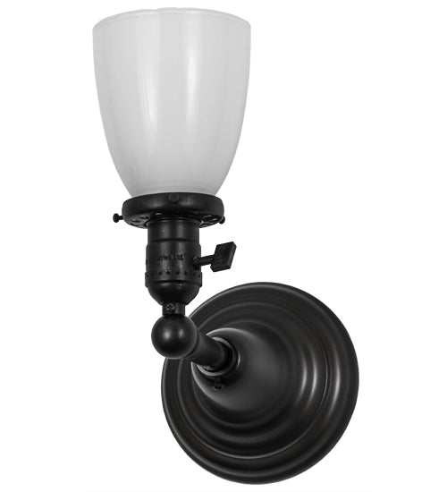 Meyda Lighting Revival 5" Craftsman Brown Goblet Wall Sconce With Opal White Shade Glass