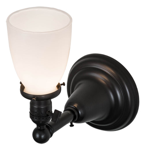 Meyda Lighting Revival 5" Craftsman Brown Goblet Wall Sconce With Opal White Shade Glass
