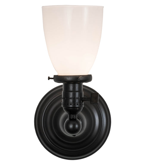 Meyda Lighting Revival 5" Craftsman Brown Goblet Wall Sconce With Opal White Shade Glass