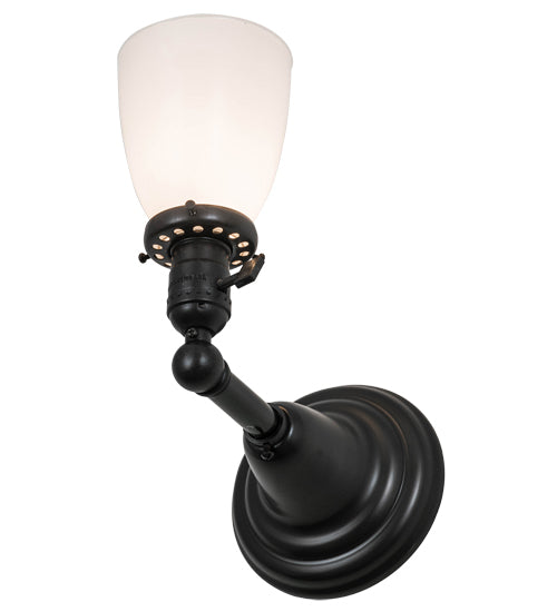 Meyda Lighting Revival 5" Craftsman Brown Goblet Wall Sconce With Opal White Shade Glass