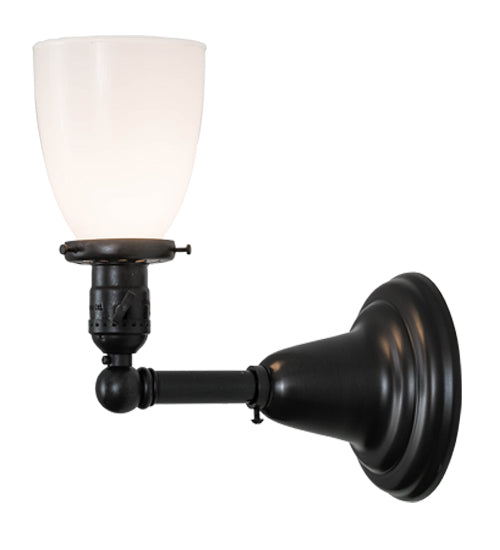 Meyda Lighting Revival 5" Craftsman Brown Goblet Wall Sconce With Opal White Shade Glass