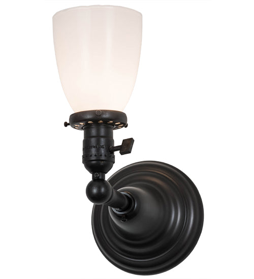 Meyda Lighting Revival 5" Craftsman Brown Goblet Wall Sconce With Opal White Shade Glass