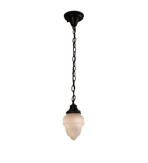 Meyda Lighting Revival 5" Craftsman Brown Schoolhouse Colonnade Pendant Light With White Opal Shade Glass