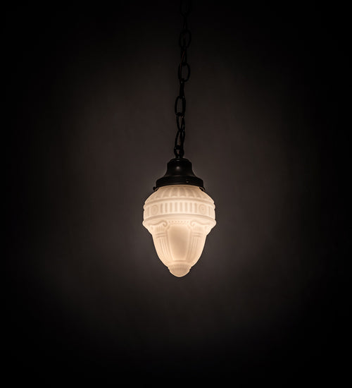 Meyda Lighting Revival 5" Craftsman Brown Schoolhouse Colonnade Pendant Light With White Opal Shade Glass
