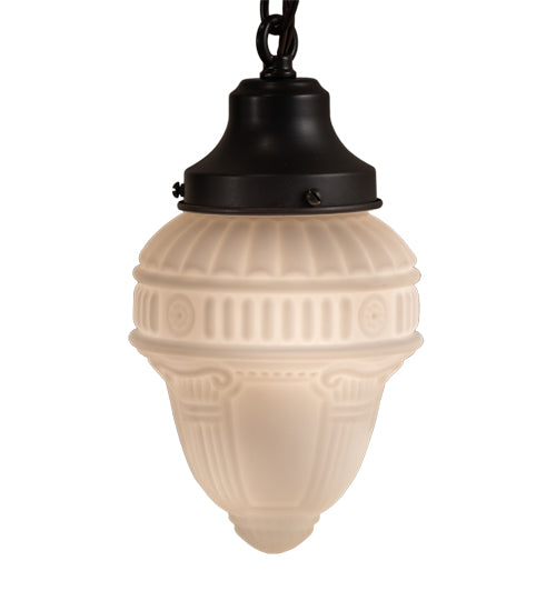 Meyda Lighting Revival 5" Craftsman Brown Schoolhouse Colonnade Pendant Light With White Opal Shade Glass