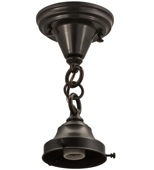 Meyda Lighting Revival 5" Craftsman Brown on Brass Flush Mount Light Hardware