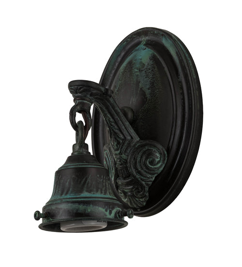 Meyda Lighting Revival 5" Verdigris Garland Wall Sconce With White Shade Glass
