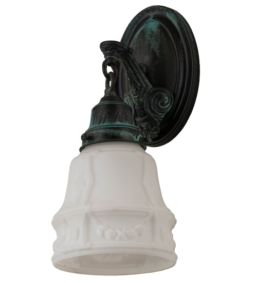 Meyda Lighting Revival 5" Verdigris Garland Wall Sconce With White Shade Glass