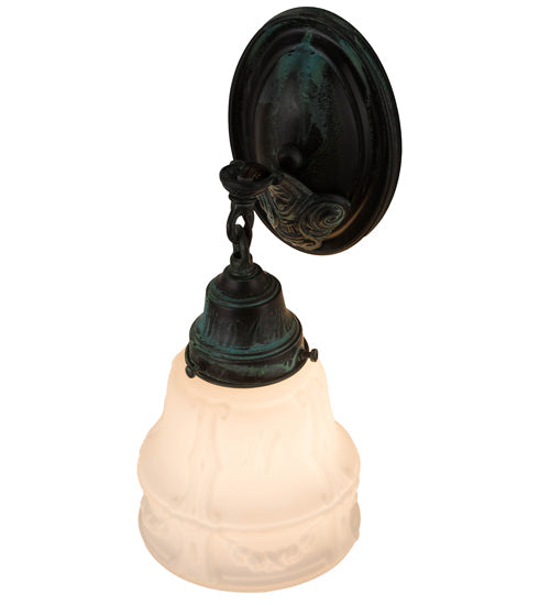 Meyda Lighting Revival 5" Verdigris Garland Wall Sconce With White Shade Glass